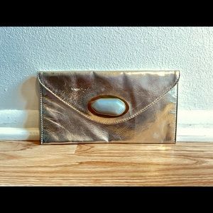Gold envelope clutch